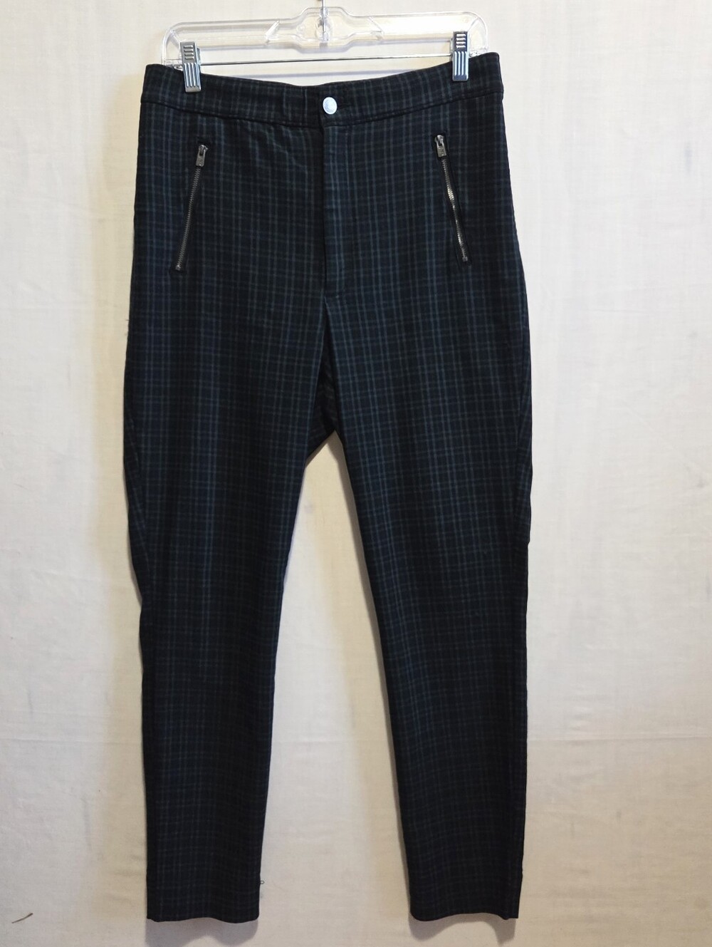 Hollister Ultra High Rise Blue Green Plaid Pants L